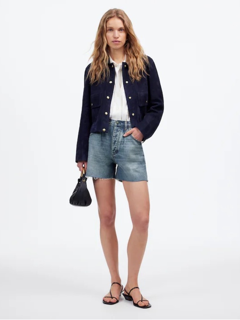 NWT Madewell Pleated Low Slung Denim Shorts Size 32